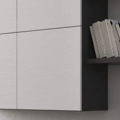Parete attrezzata 200x195h cm soggiorno bianco frassinato antracite Euphoria