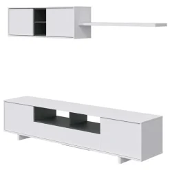 Parete attrezzata 200x145h cm soggiorno bianco antracite Belle