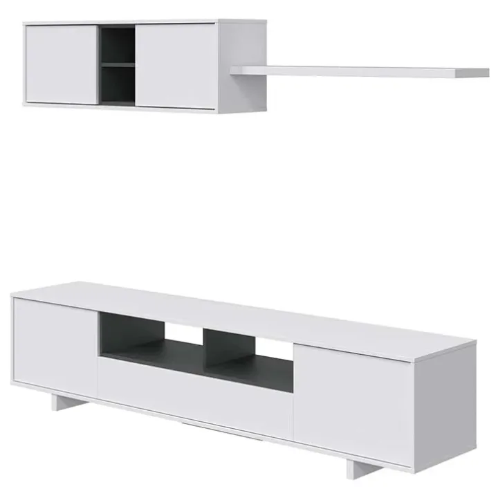 Parete attrezzata 200x145h cm soggiorno bianco antracite Belle