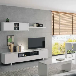 Parete attrezzata 200x145h cm soggiorno bianco antracite Belle