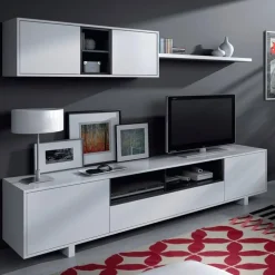 Parete attrezzata 200x145h cm soggiorno bianco antracite Belle