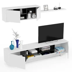 Parete attrezzata 200x145h cm soggiorno bianco antracite Belle