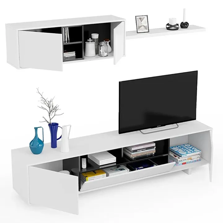 Parete attrezzata 200x145h cm soggiorno bianco antracite Belle