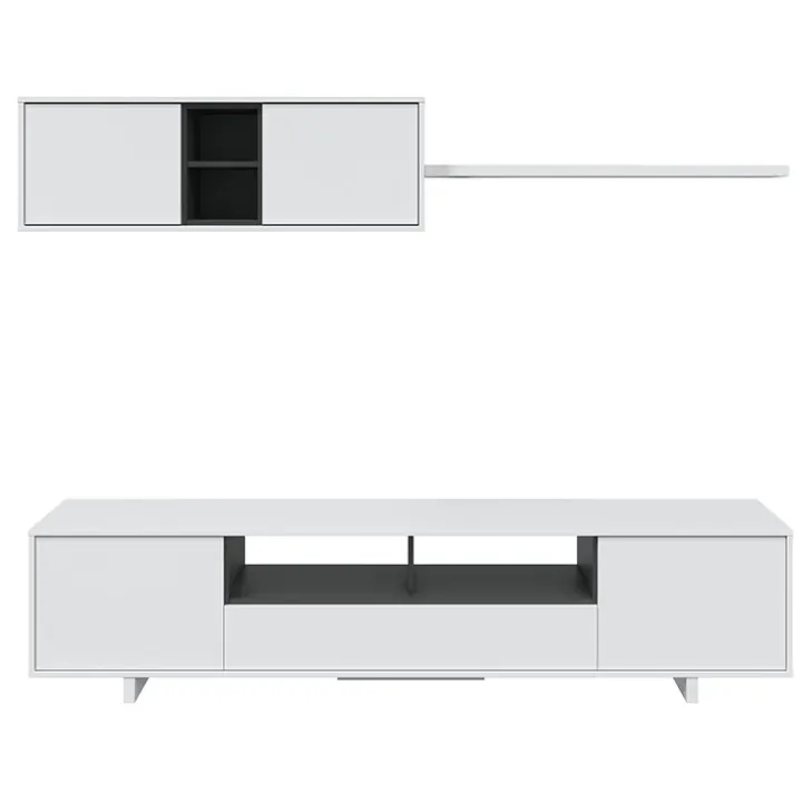Parete attrezzata 200x145h cm soggiorno bianco antracite Belle