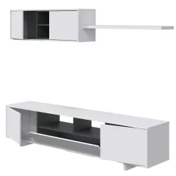 Parete attrezzata 200x145h cm soggiorno bianco antracite Belle