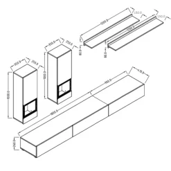 Parete attrezzata 270x176h cm soggiorno bianco nero Emotion Gihome®