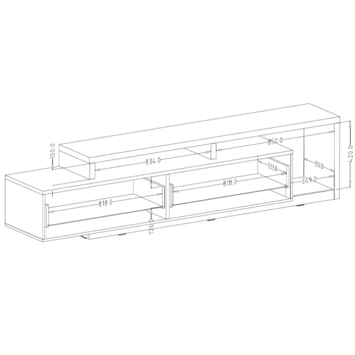 Parete attrezzata 219x 205h cm soggiorno antracite spatolato noce Megan Gihome®