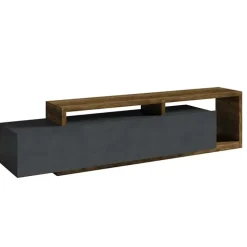 Parete attrezzata 219x 205h cm soggiorno antracite spatolato noce Megan Gihome®