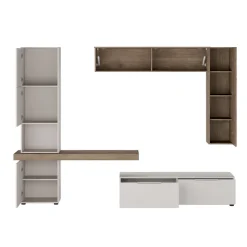 Parete attrezzata 280x207h cm soggiorno beige noce Universe
