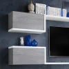 Parete attrezzata 230x95h cm soggiorno bianco cemento Almada Gihome®