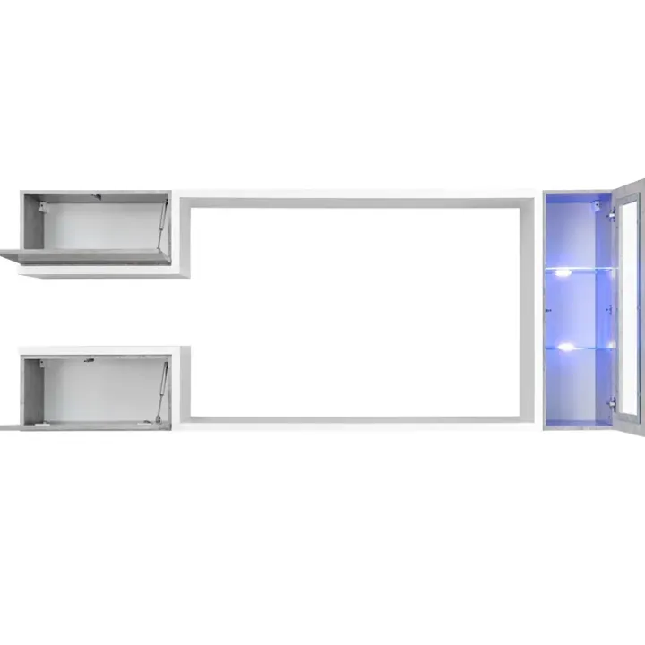 Parete attrezzata 230x95h cm soggiorno bianco cemento Almada Gihome®