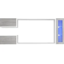 Parete attrezzata 230x95h cm soggiorno bianco cemento Almada Gihome®
