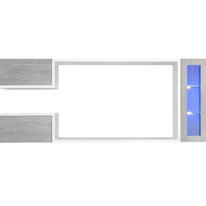 Parete attrezzata 230x95h cm soggiorno bianco cemento Almada Gihome®