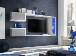 Parete attrezzata 230x95h cm soggiorno bianco cemento Almada Gihome®