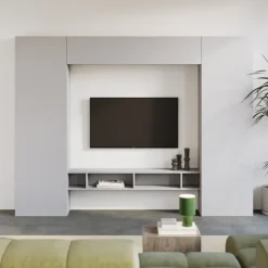 Parete attrezzata 246x186h cm soggiorno grigio chiaro Sunset 1000