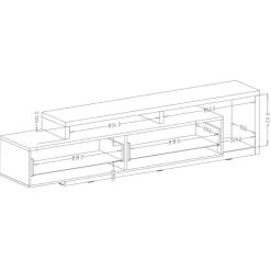 Parete attrezzata 219x205h cm soggiorno nero opaco Megan Gihome®