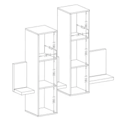 Parete attrezzata 219x205h cm soggiorno nero opaco Megan Gihome®