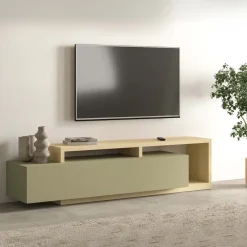 Parete attrezzata 219x205h cm soggiorno verde salvia rovere Megan Gihome®