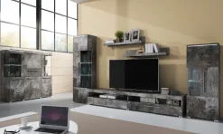 Parete attrezzata 350x170h cm soggiorno ossido Frisk