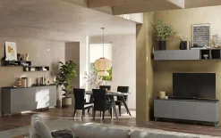Parete attrezzata 181x200h cm soggiorno grigio scuro antracite Jonson