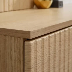 Parete attrezzata 160x148h cm sospesa cannettato, rovere, bianco effetto marmo Kendo