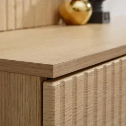 Parete attrezzata 160x148h cm sospesa cannettato, rovere, nero effetto marmo Kendo