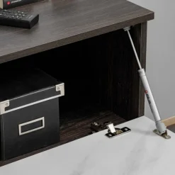 Parete attrezzata 160x148h cm sospesa cannettato wengè bianco effetto marmo Kendo