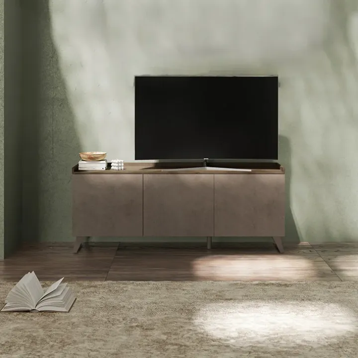 Porta TV 181x72h cm 3 ante bronzo rovere scuro Jonson