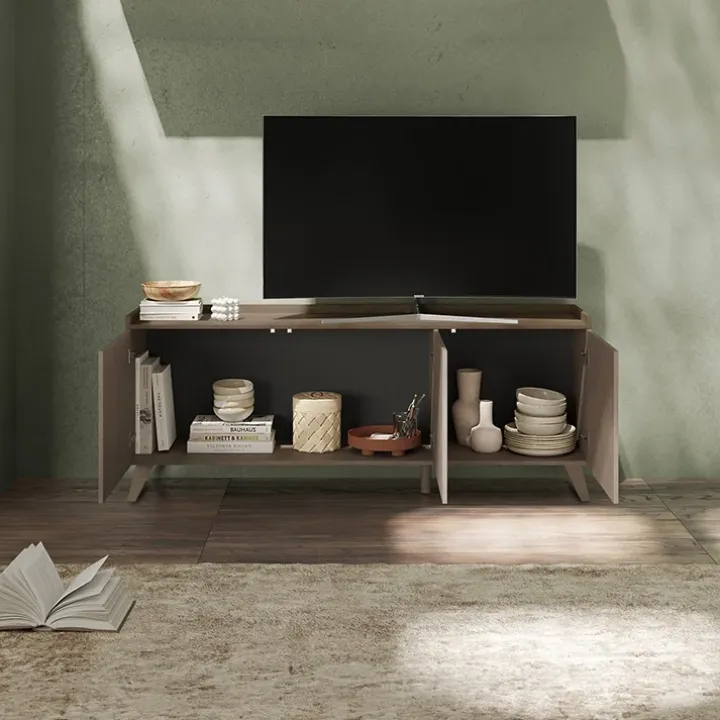 Porta TV 181x72h cm 3 ante bronzo rovere scuro Jonson