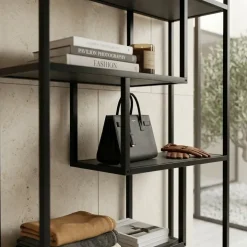 Scaffale libreria 90x159h cm 6 vani a vista industrial metallo antracite Loft
