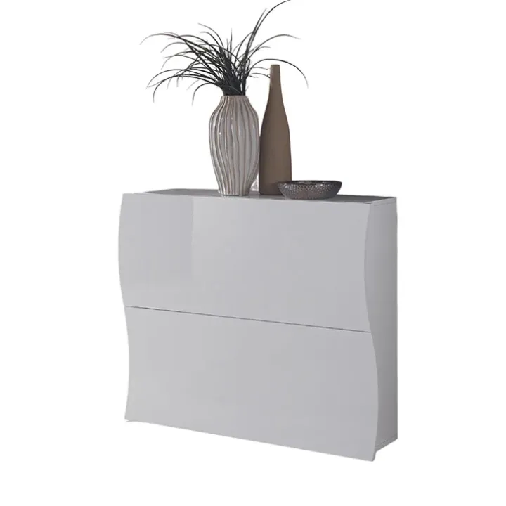 Scarpiera ingresso 101x82h cm 2 ante moderna bianco lucido Sea Gihome®