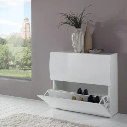 Scarpiera ingresso 101x82h cm 2 ante moderna bianco lucido Sea Gihome®