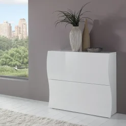 Scarpiera ingresso 101x82h cm 2 ante moderna bianco lucido Sea Gihome®
