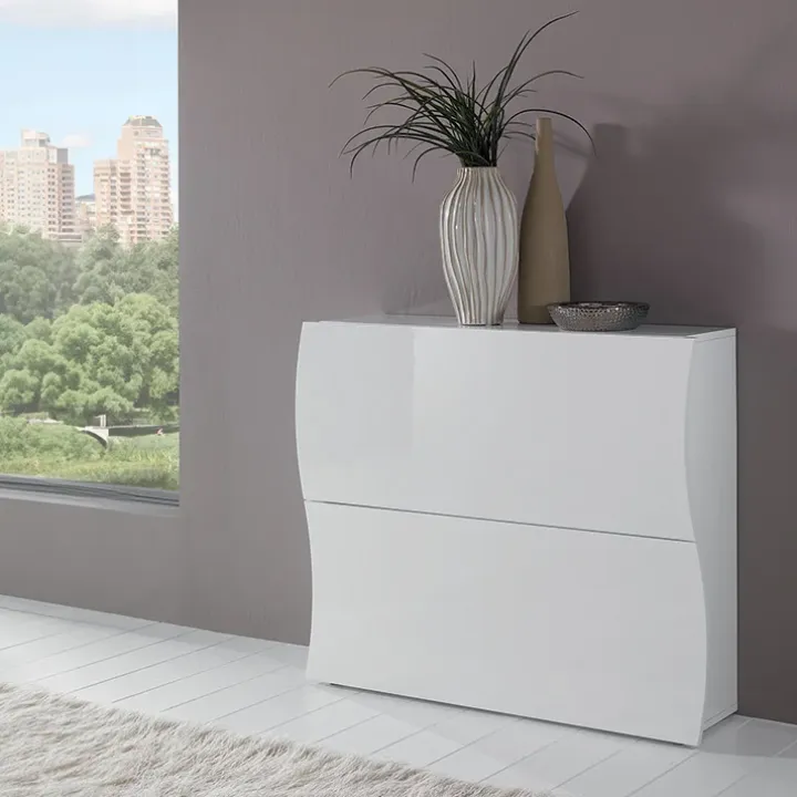 Scarpiera ingresso 101x82h cm 2 ante moderna bianco lucido Sea Gihome®