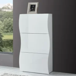 Scarpiera 71x122h cm 3 ante moderna bianco lucido Sea Gihome®
