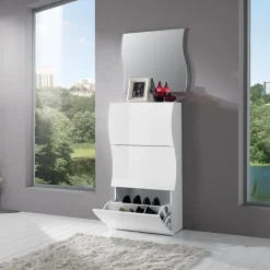 Scarpiera 71x122h cm 3 ante moderna bianco lucido Sea Gihome®