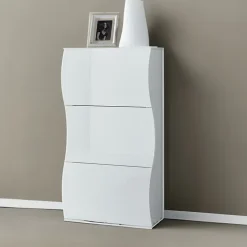 Scarpiera 71x122h cm 3 ante moderna bianco lucido Sea Gihome®