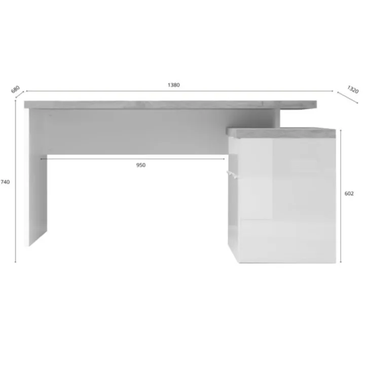 Scrivania angolare ufficio reversibile 140x120cm bianco lucido rovere chiaro Opera