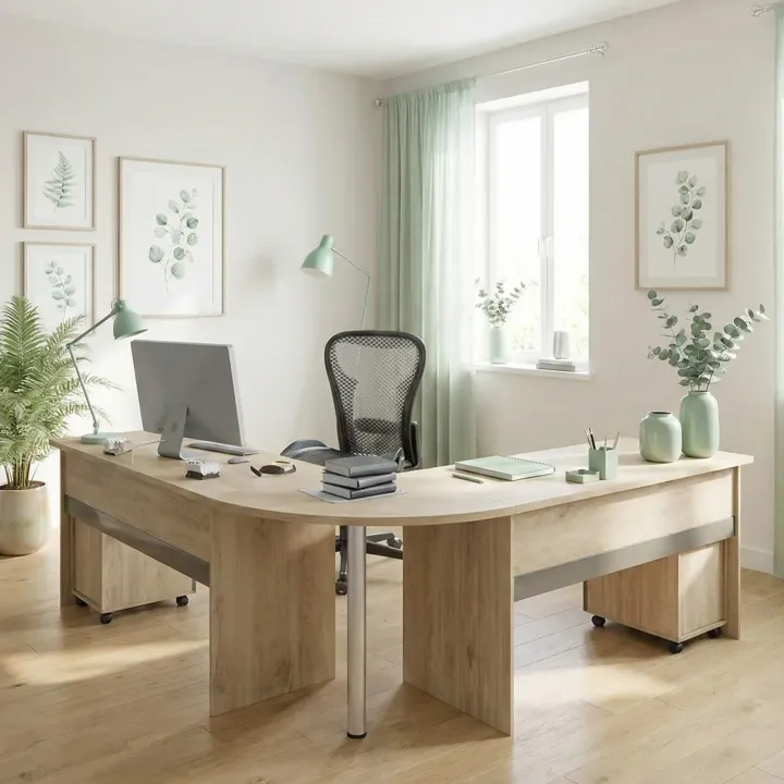 Scrivania angolare ufficio 198x198cm con 2 cassettiere rovere antracite Time 12