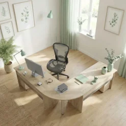 Scrivania angolare ufficio 198x198cm con 2 cassettiere rovere antracite Time 12