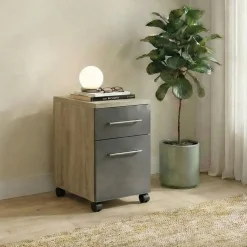 Scrivania angolare ufficio 198x198cm con 2 cassettiere rovere antracite Time 12