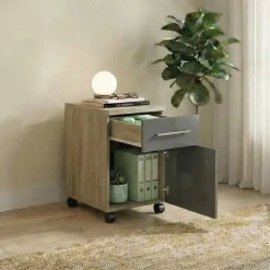 Scrivania angolare ufficio 198x198cm con 2 cassettiere rovere antracite Time 12