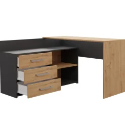 Scrivania angolare ufficio 120x120cm con cassettiera antracite rovere nodoso Genius