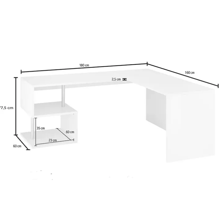 Scrivania angolare ufficio 180x60cm antracite ErgoDesk