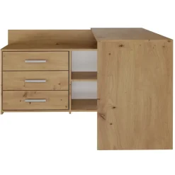 Scrivania angolare ufficio 120x120cm con cassettiera rovere nodoso Genius