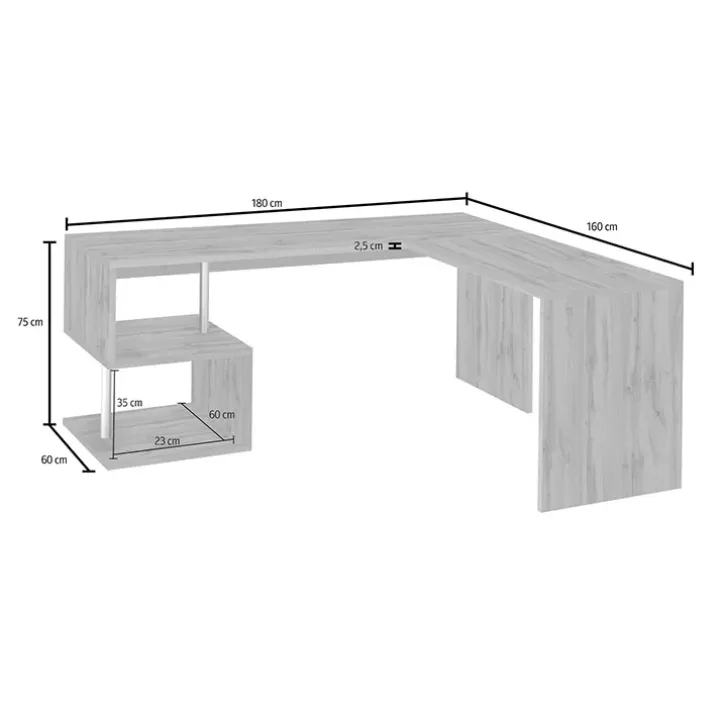 Scrivania angolare ufficio 180x60cm rovere ErgoDesk