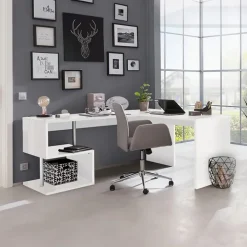 Scrivania angolare ufficio 180x60cm bianco lucido ErgoDesk
