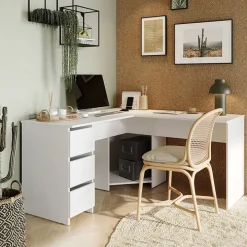 Scrivania angolare 142x142cm bianco Chantal