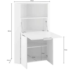 Scrivania a scomparsa 70x67cm angolare bianco lucido Pinko