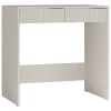 Scrivania scrittoio consolle 81x50cm 2 cassetti cannettato beige cashmere Purpuri